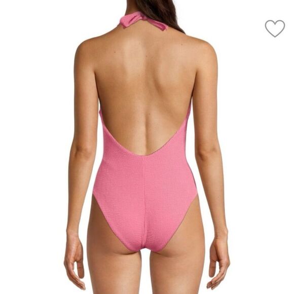 Veronica Beard Pink Salis One Piece Halter Swimsuit Size S Textured - Picture 9 of 14